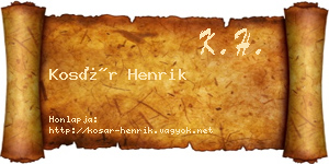 Kosár Henrik névjegykártya